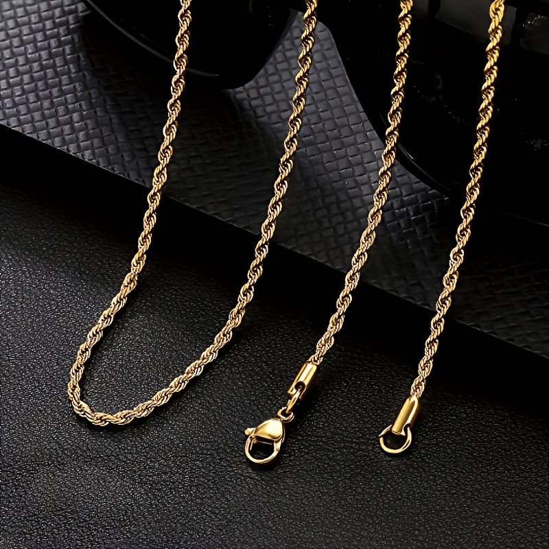 Men's 2mm Thick 316L Twisted Rope Necklace, Stylish Accessory